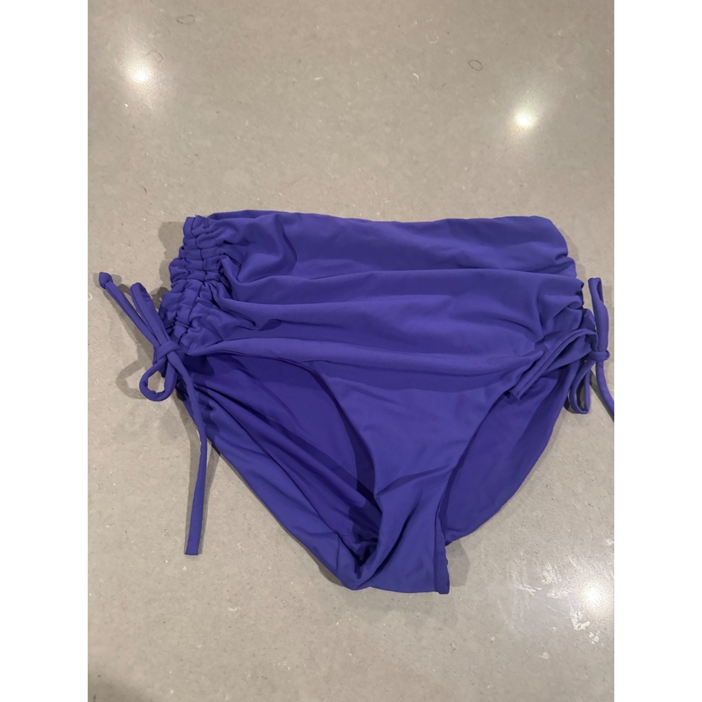 CALLA Women's Purple Ruched Side Tie High Waist‎ Bikini Bottoms Size S
